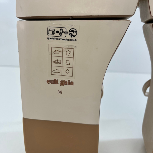 Cult Gaia Onyx Platform Slingback Sandal Silver Spiral Tan EU 38 NWOT - Picture 12 of 13